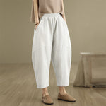 Buddha Stones Spring 7-8 Length Solid Color Women's Harem Pants With Pockets