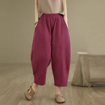 Buddha Stones Spring 7-8 Length Solid Color Women's Harem Pants With Pockets