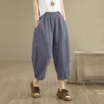 Buddha Stones Spring 7-8 Length Solid Color Women's Harem Pants With Pockets