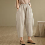 Buddha Stones Spring 7-8 Length Solid Color Women's Harem Pants With Pockets