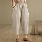 Buddha Stones Spring 7-8 Length Solid Color Women's Harem Pants With Pockets