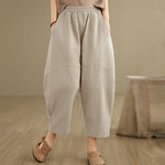 Buddha Stones Spring 7-8 Length Solid Color Women's Harem Pants With Pockets