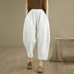 Buddha Stones Spring 7-8 Length Solid Color Women's Harem Pants With Pockets