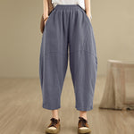 Buddha Stones Spring 7-8 Length Solid Color Women's Harem Pants With Pockets