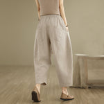 Buddha Stones Spring 7-8 Length Solid Color Women's Harem Pants With Pockets