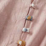 Buddha Stones Casual Flower Colorful Frog Button Half Sleeve Women's Shirt