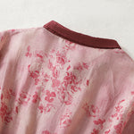 Buddha Stones Printing Buttons Drawstring High Waist Short Sleeve Midi Dress With Pockets