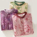 Buddha Stones Printing Buttons Drawstring High Waist Short Sleeve Midi Dress With Pockets