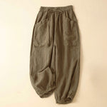 Buddha Stones Commute Women's Plain Harem Capri Pants With Pockets