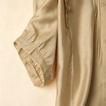 Buddha Stones Summer Elegant Vintage Button-up Solid Front Pleated Ruffle Women's Short Sleeve Shirts