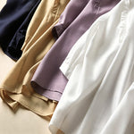 Buddha Stones Summer Elegant Vintage Button-up Solid Front Pleated Ruffle Women's Short Sleeve Shirts