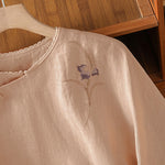 Buddha Stones Summer Tang Style Vintage Embroidery Frog Button Floral Women's Short Sleeve Shirts
