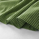 Buddha Stones Summer Casual Elegant Green Striped Crew Neck Women's Summer Sleeveless Dress