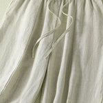 Buddha Stones Summer Casual Drawstring Solid Linen Ankle Pants Women's Wide Leg Pants With Pocket