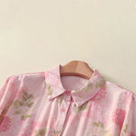 Buddha Stones Summer Boho Button-Up Floral Women's Short Sleeve Shirts
