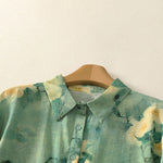 Buddha Stones Summer Boho Button-Up Floral Women's Short Sleeve Shirts