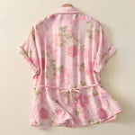 Buddha Stones Summer Boho Button-Up Floral Women's Short Sleeve Shirts