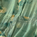 Buddha Stones Summer Boho Button-Up Floral Women's Short Sleeve Shirts