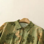 Buddha Stones Summer Boho Button-Up Floral Women's Short Sleeve Shirts