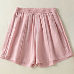 Buddha Stones Summer Casual Boho Solid Decorative Side Lace Women's Shorts With Pockets