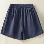 Buddha Stones Summer Casual Boho Solid Decorative Side Lace Women's Shorts With Pockets