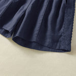 Buddha Stones Summer Casual Boho Solid Decorative Side Lace Women's Shorts With Pockets
