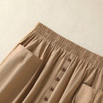 Buddha Stones Summer Casual Boho Button-Up Solid Women's Skirts With Pockets