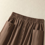 Buddha Stones Summer Casual Boho Button-Up Solid Women's Skirts With Pockets