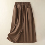 Buddha Stones Summer Casual Boho Button-Up Solid Women's Skirts With Pockets