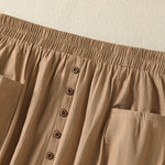 Buddha Stones Summer Casual Boho Button-Up Solid Women's Skirts With Pockets