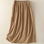 Buddha Stones Summer Casual Boho Button-Up Solid Women's Skirts With Pockets