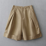 Buddha Stones Summer Minimalist Elegant Solid Zipper Design Women's Shorts With Pockets
