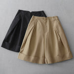 Buddha Stones Summer Minimalist Elegant Solid Zipper Design Women's Shorts With Pockets
