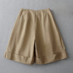 Buddha Stones Summer Minimalist Elegant Solid Zipper Design Women's Shorts With Pockets