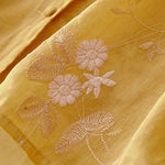 Buddha Stones Casual Embroidered Petals Spliced Women's Crew Neck Design Half Sleeve Shirt