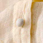 Buddha Stones Casual Embroidered Petals Spliced Women's Crew Neck Design Half Sleeve Shirt