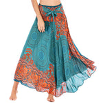 Buddha Stones Two Style Wear Bohemian Compass Rose Flower Lace-up Skirt Dress
