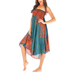 Buddha Stones Two Style Wear Bohemian Compass Rose Flower Lace-up Skirt Dress