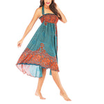 Buddha Stones Two Style Wear Bohemian Compass Rose Flower Lace-up Skirt Dress