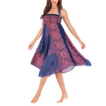 Buddha Stones Two Style Wear Bohemian Compass Rose Flower Lace-up Skirt Dress