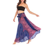 Buddha Stones Two Style Wear Bohemian Compass Rose Flower Lace-up Skirt Dress