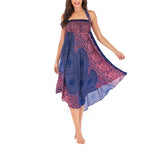 Buddha Stones Two Style Wear Bohemian Compass Rose Flower Lace-up Skirt Dress