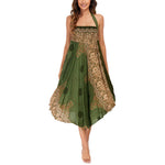 Buddha Stones Two Style Wear Bohemian Compass Rose Flower Lace-up Skirt Dress