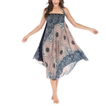 Buddha Stones Two Style Wear Bohemian Compass Rose Flower Lace-up Skirt Dress