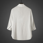 Buddha Stones Casual V-Neck Three Quarter Sleeve Men's Shirt