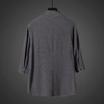 Buddha Stones Casual V-Neck Three Quarter Sleeve Men's Shirt