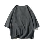 Buddha Stones 2Pcs Plain Notched Collar T-Shirt Wide Leg Shorts With Pockets Men's Meditation Cloth Set