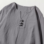 Buddha Stones 2Pcs Plain Notched Collar T-Shirt Wide Leg Shorts With Pockets Men's Meditation Cloth Set