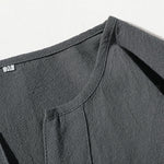 Buddha Stones 2Pcs Plain Notched Collar T-Shirt Wide Leg Shorts With Pockets Men's Meditation Cloth Set