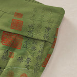 Buddha Stones Cotton Linen Vintage Script Pattern Women's Elastic Waist Wide Leg Pants With Pockets